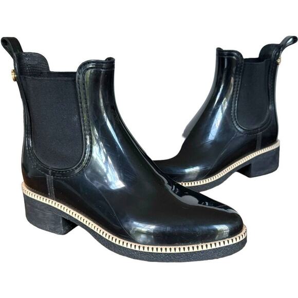 Lemon Jelly Shoes - Lemon Jelly Womens Ava Chelsea Rain Boots Black Pull On Almond Toe Ankle 7 EU 38